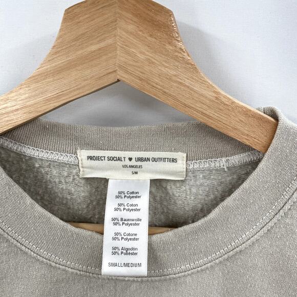Urban Outfitters taupe skeleton skater crewneck sweatshirt S/M - Picture 3 of 4